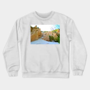 View at the Lame Rosse with rugged features, greenery and gravel Crewneck Sweatshirt